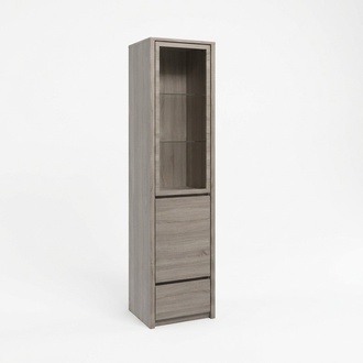 Vitrinenschrank aus Holz in Grau modern eleganter Stil