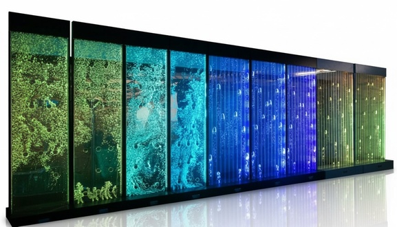 Wandpaneel Wasserblasen LED Wasserwand Designer Wasser Wand Beleuchtete 400cm