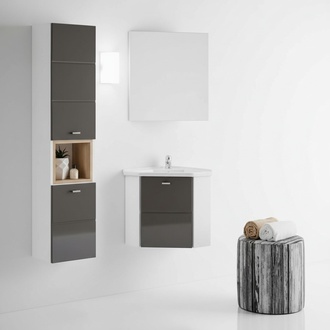 Waschplatz Badmöbel Badezimmer Eckwaschtisch Set Waschtisch Waschbecken 3-tlg.