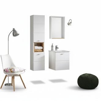 Waschplatz Badmöbel Badezimmer Set Waschtisch Waschbecken Schubladen 3-tlg Sets