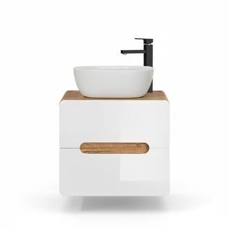 Waschtisch Badezimmer Waschbecken mit Aufsatz Becken 60cm Unterschrank Hochglanz