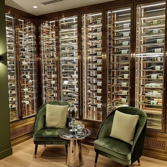 Weinschrank mit Weinkühlschrank & Schaukasten – Weinmöbel Schrankvitrine Weinvitrine