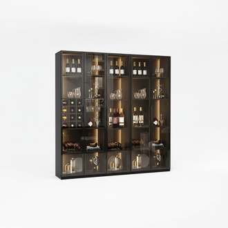 Weinschrank mit Weinvitrine & Glasschrank – Weinregal & Flaschenregal mit Weinkühlschrank