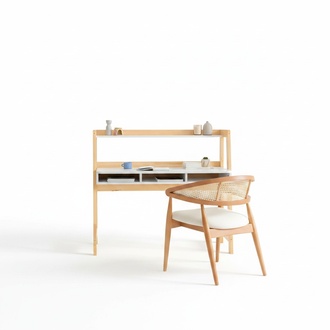 Weiß-Beiger Computertisch Robuster Bürotisch Ablagetisch Holz Möbel Neu