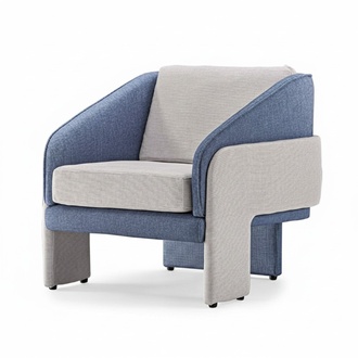 Weiß-Blauer Einsitzer Polster Relaxsessel Designer Wohnzimmer Lehnsessel