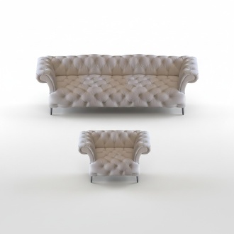 Weiß Sofagarnitur Wohnzimmer Chesterfield Sofa Dreisitze Couch Sessel Neu