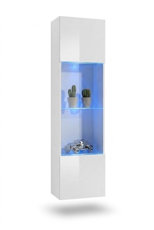 Hänge Vitrine Weiß Schrank Möbel Wohnzimmer Einrichtung Holz Luxus