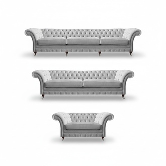 Weiße Chesterfield Couchen Designer Dreisitzer Luxus 2-Sitzer Sessel