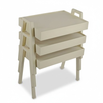 Weiße Holz Couchtisch-Set modern elegant für Wohnzimmer