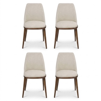 Weiße Stuhlgarnitur Designer 4x Küchenstühle Luxus Sitzmöbel Holzgestell