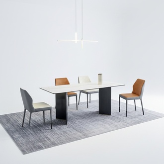Weiße Tischplatte Designer Esszimmermöbel 4x Kunsteder Stühle Luxus Set