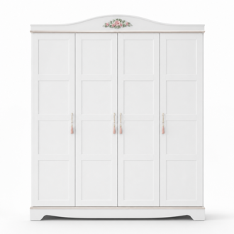 Weißer 4-Türiger Kleiderschrank Designer Holz Schrank Kinderzimmer Möbel