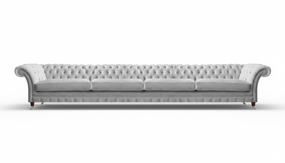 Weißer Chesterfield Polster Viersitzer Designer Textilsofa Edle Möbel
