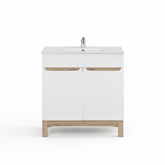 Weißer Waschtisch mit Unterschrank Hochwertige Waschbecken Badezimmer Möbel 80cm