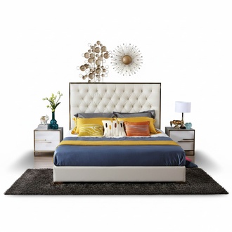 Weißes Chesterfield Großes Bett Schlafzimmer Möbel Designer Betten Neu
