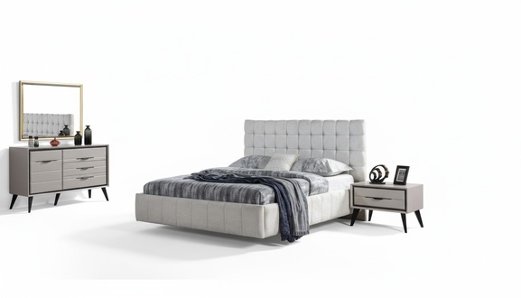 Weißes Exklusives Schlafzimmer Doppelbett Designer Nachttische Kommode