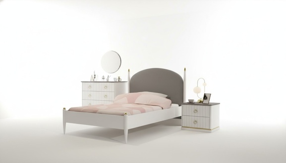 Weißes Kinderzimmer-Set aus Holz mit Bett, Schrank, Schreibtisch