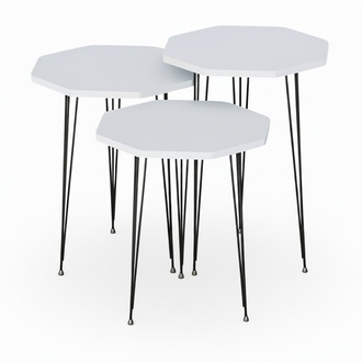 Weißes Metall-Holz Couchtisch-Set modern