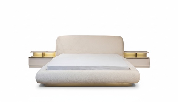 Weißes Schlafzimmer Set Designer Doppelbett Luxuriöse 2x Nachttische