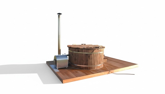 Whirlpool Badefass Holzbottich Externer Ofen Garten Fass Bad Thermoholz