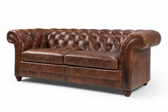 100% Vollleder Antik Stil Leder Sofa Couch Polster 3 Sitzer Neu Winchester II