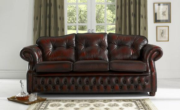 Design Chesterfield Winsor Sofa Leder 3 Sitzer Leder Couch Polster Sofas
