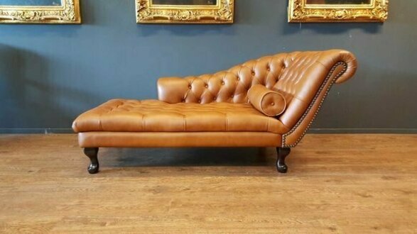 Chesterfield Chaiselongues Liege Ottomane Sofa Echtes Leder Relax Chaise