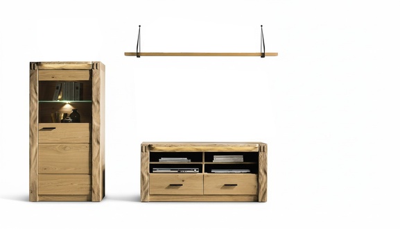 Wohn Wand Wohnzimmer Vitrine Kommode Regal 3tlg. Set Regale Schränke Schrank Neu