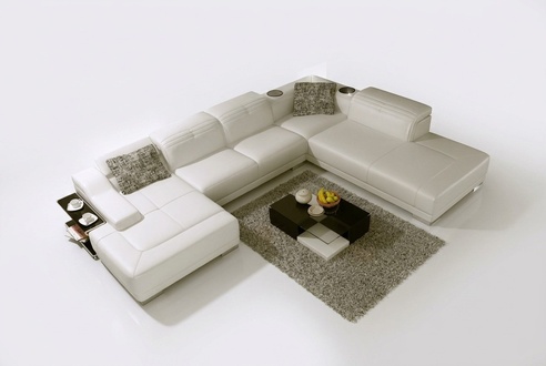 Wohnlandschaft Couch Polster Eck Garnitur Designer Ledersofa Big Sofa mit USB