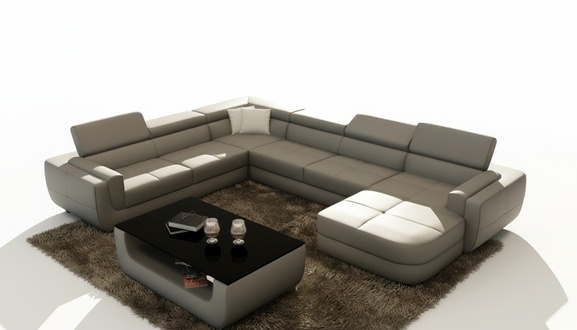 Wohnlandschaft Designer Sofa mit USB,Couch Big Polster Leder Sofas Eck Ecke Sitz