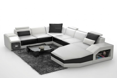 Wohnlandschaft Ecksofa Design Sofa Couch Polster Sitz Ecke U Form Weiß PHM110