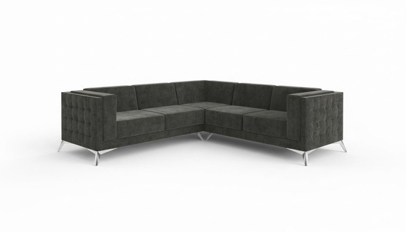 Wohnlandschaft Ecksofa L-Form Sofa Couch Design Couch Textil Modern Polster Grau