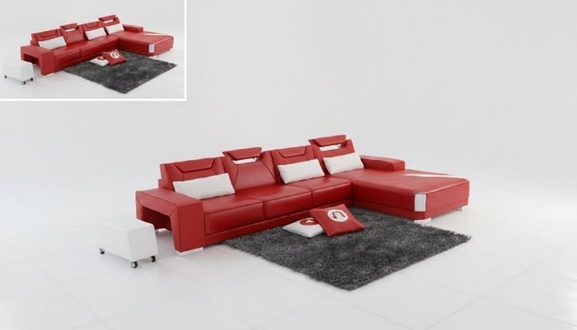 Wohnlandschaft Polster Ecke Eck Sofa Couch Garnitur Landschaft Leder PH739B