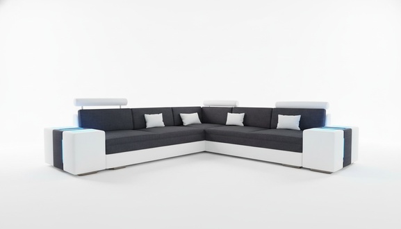 Wohnlandschaft Eck Polster Stoff Textil Leder Garnitur Couchen Sofas Sofa Couch