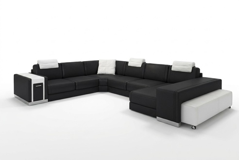 Wohnlandschaft Sofa mit USB Couch Polster Ecke XX Big Ecksofa Ledersofa Design