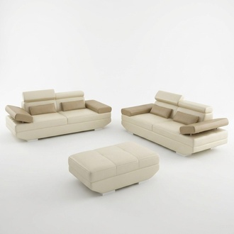 Wohnlandschaft Sofa mit USB Couch Sofagarnitur Polster Garnitur Leder AlfredD