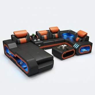 Wohnlandschaft U Form Ecksofa + Couchtisch + Sideboard Design Wohnlandschaft big