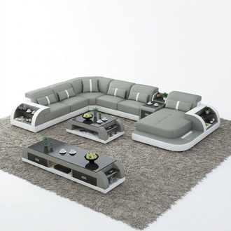 Wohnlandschaft U Form Ecksofa Couchtisch Sideboard Design Wohnlandschaft 3tlg.