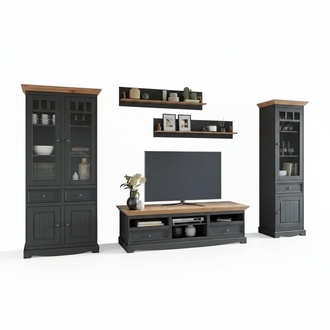 Wohnwände Set Vitrine TV Kommode Wandregale Kommoden Schrank Holz Möbel 5 tlg.