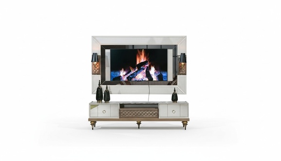 Wohnwand Garnitur rtv tv Ständer Lowboard Tisch Holz Luxus xxl schrank