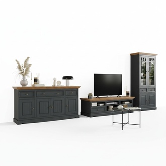 Wohnwand Holz Kommode + RTV Sideboard Italienische Landhaus Möbel 3tlg. Set Neu