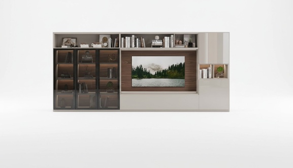 Wohnwand Moderne weiße Wohnzimmermöbel Luxuriöse Holzmöbel Einrichtung
