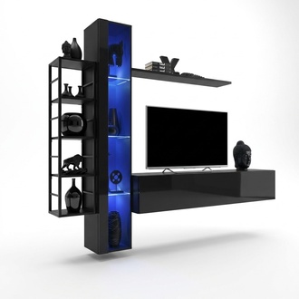Wohnwand Schwarz Designer TV-Ständer Wohnzimmermöbel Möbel Komplette Sideboard