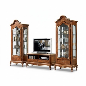 Wohnwand-Set, 3-teilig. Wohnzimmer RTV Vitrine Sideboard Regal Luxus Wandschränke; Neu