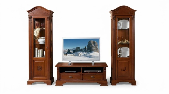Wohnwand Set Vitrinen Vitrine Kommode Wohnzimmer Möbel Einrichtung Garnitur Massivholz