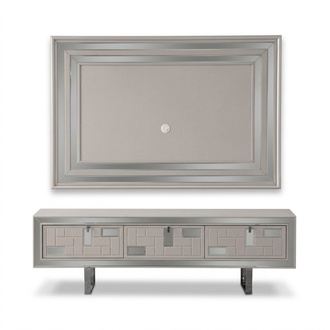 Wohnwand Sideboard TV Ständer Wandpanel Weiß RTV Lowboard Moderne