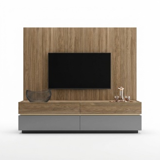 Wohnwand TV Wand Holz Stil Modern Wohnzimmer Möbel TV-Ständer neu Einrichtung