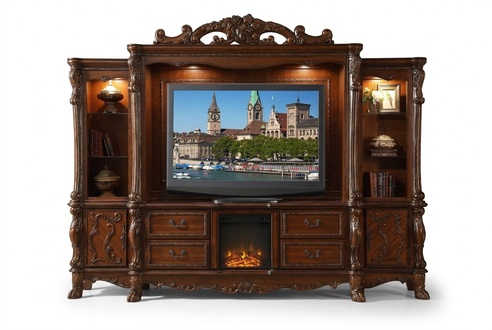 Wohnwand TV Wand Holz Stil Barock Regal Klassische Wohnzimmer Möbel Schrank neu