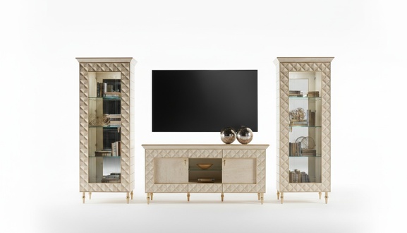 Wohnwand Vitrine rtv Sideboard Schrank Wand Barock Rokoko Design