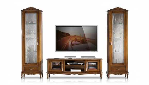 Wohnzimmer 2x Vitrine Schrank Wohnwand tv Ständer Design Set 3tlg Neu